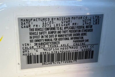 2026 Nissan Sentra SV