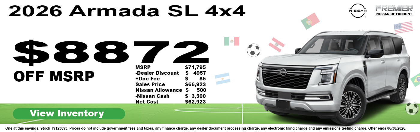 $8872 OFF MSRP on 2026 Nissan Armada SL 4x4 