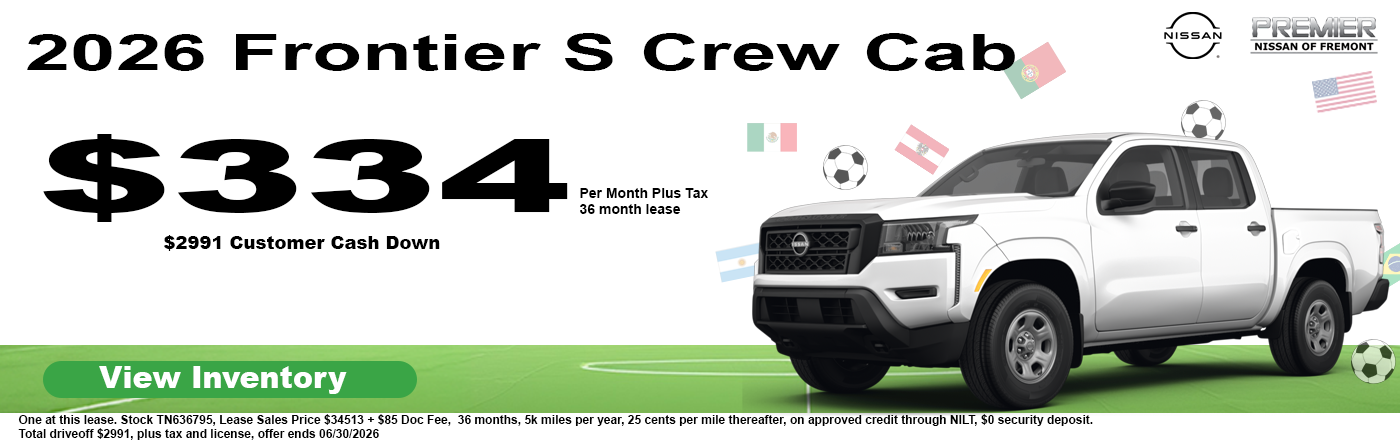 2026 Nissan Frontier S Crew Cab for $334 per month