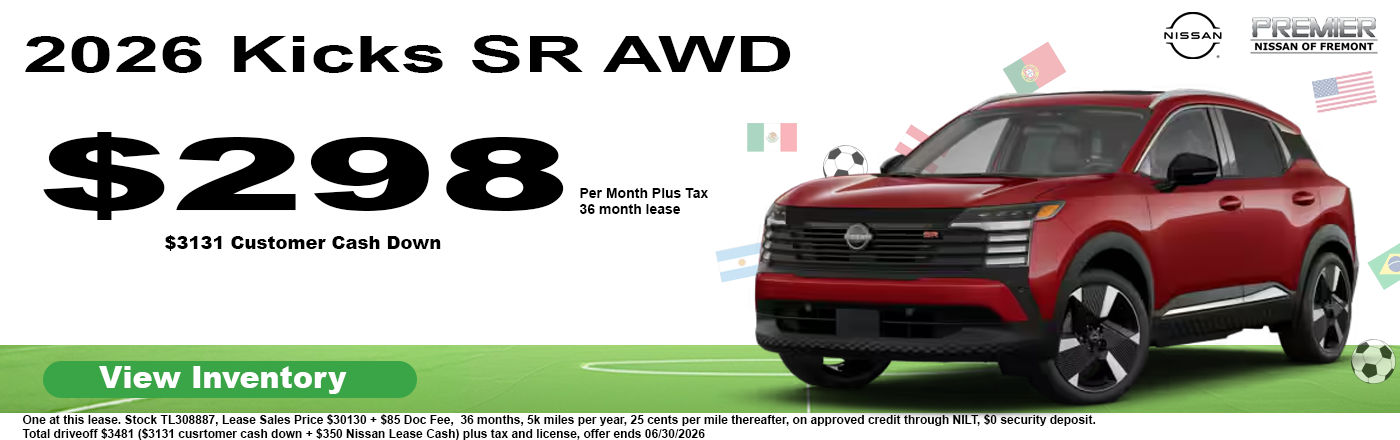 2026 Nissan Kicks for $298 per month