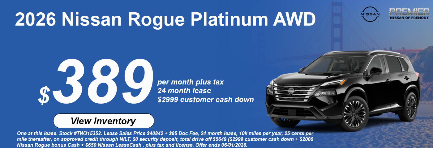 Lease a 2026 Rogue Platinum for only$389 per month